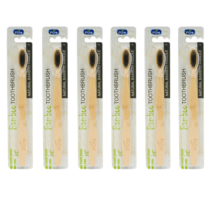 6 Pc Natural Moso Bamboo Toothbrush Soft Bristles Oral Care Clean Adult Children