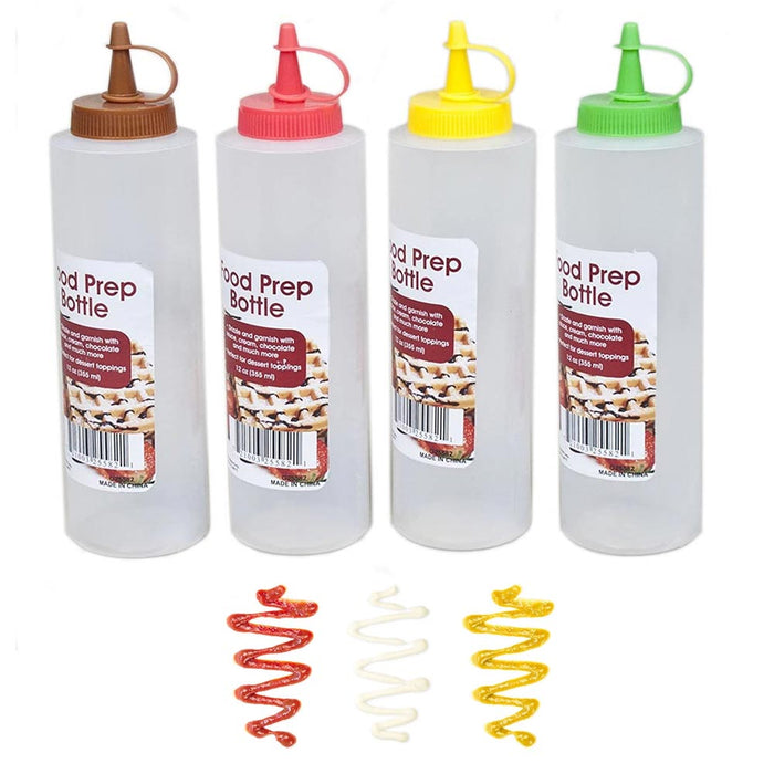 6 Plastic Squeeze Squirt Condiment Bottles Dispenser Ketchup Oil