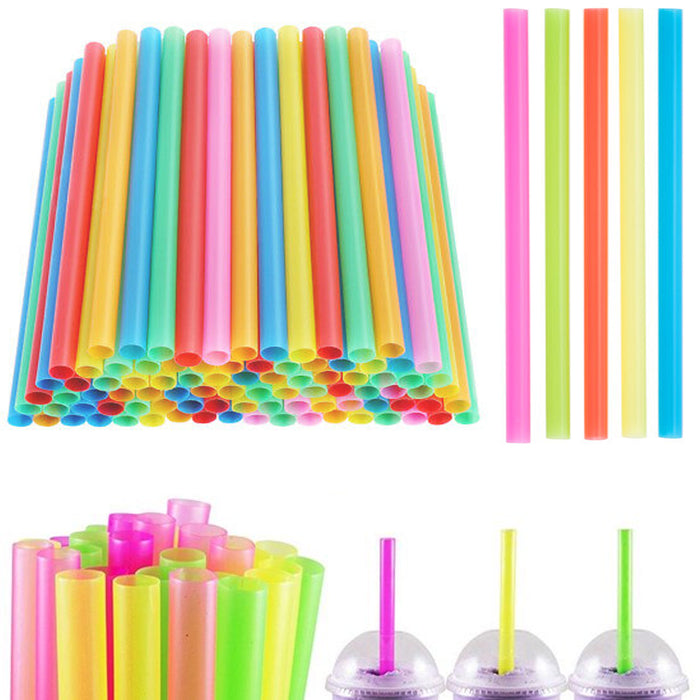 90 Ct Large Wide Neon Drinking Straws Milkshake Smoothie Plastic Home Bar Drinks