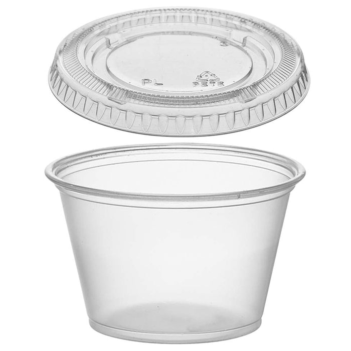 200 Sets - 2 oz. Small Plastic Containers with Lids, Jello Shot