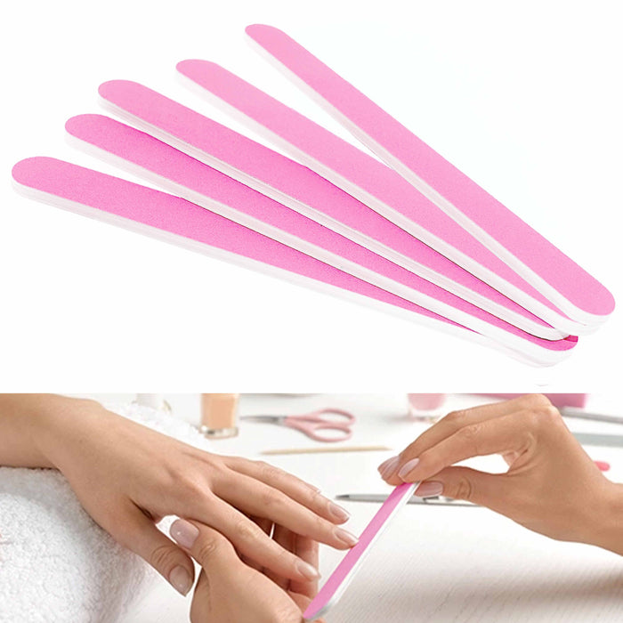 6 Pro Double Sided Emery Boards Manicure Nail File 280 320 Grit Salon Tool Pink