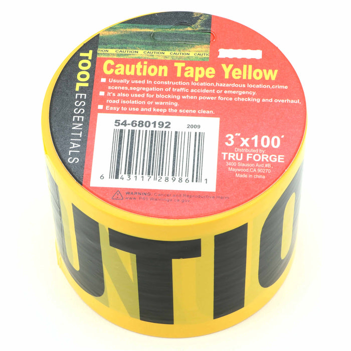 3" X 100Ft Caution Tape Roll Yellow Barricade Hazard Weatherproof Safety Warning