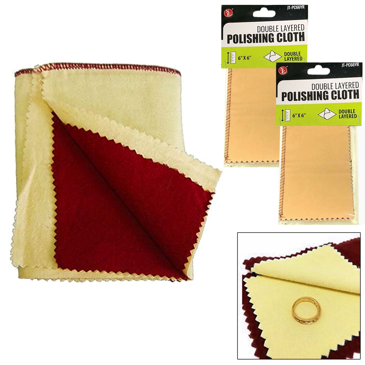 2 PC Jewelry Cleaning Polishing Cloth Silver Gold Brass Shine Double Layer 12x12