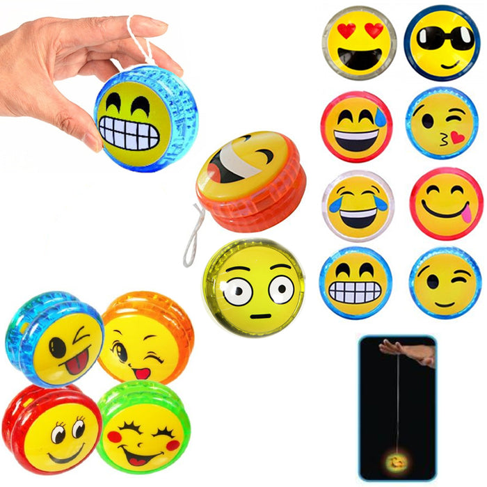 12 X Emoji YoYo Emoticon Light Up Party Favor Classic Toy Children Game Kid Gift