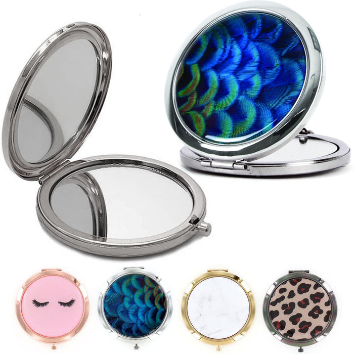 2 Pc Magnifying Make Up Mirror Dual Sided Round Compact Handheld Makeup Travel