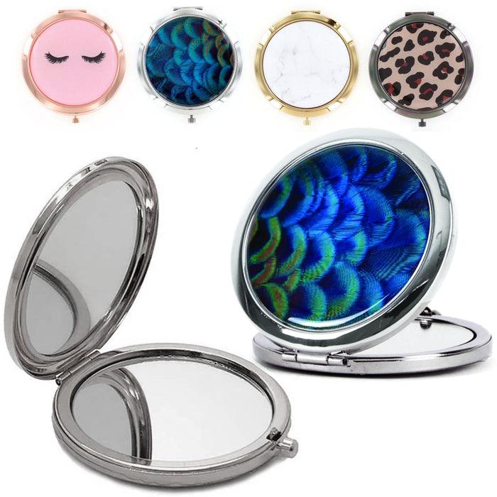 2 Pc Magnifying Make Up Mirror Dual Sided Round Compact Handheld Makeup Travel