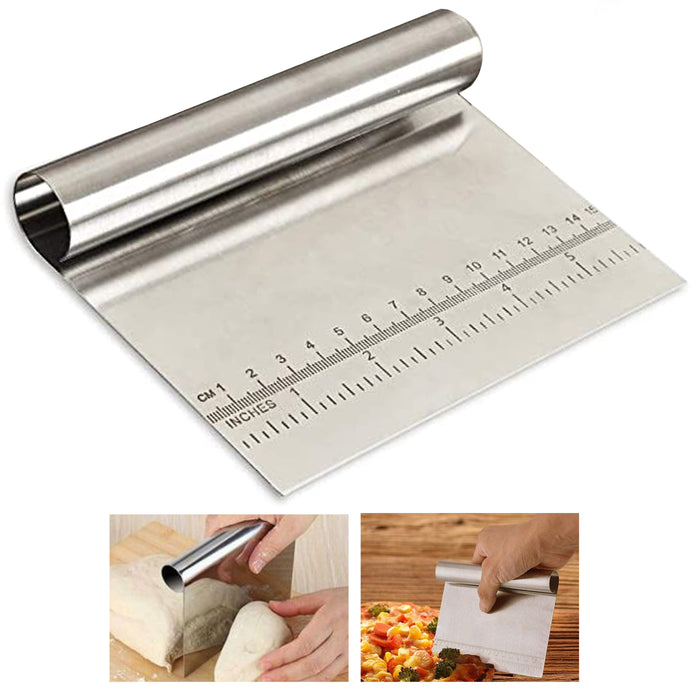 Choice 6 x 4 1/4 Stainless Steel Dough Cutter / Bench Scraper with Wood  Handle