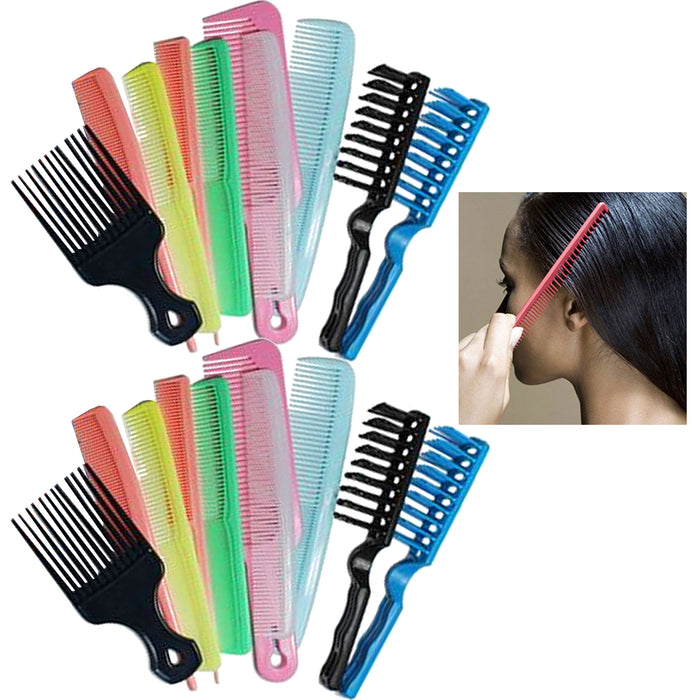 24 Pro Salon Hair Styling Assorted Combs Brush Set Hairdressing Barbers Plastic