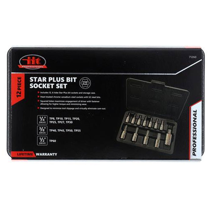 12 Pc 6 Point Star Lobe Torx Star Plus Bit Socket Set Tamper Proof Security Case