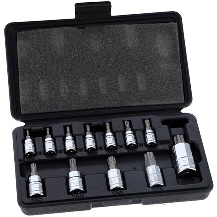 12 Pc 6 Point Star Lobe Torx Star Plus Bit Socket Set Tamper Proof Security Case