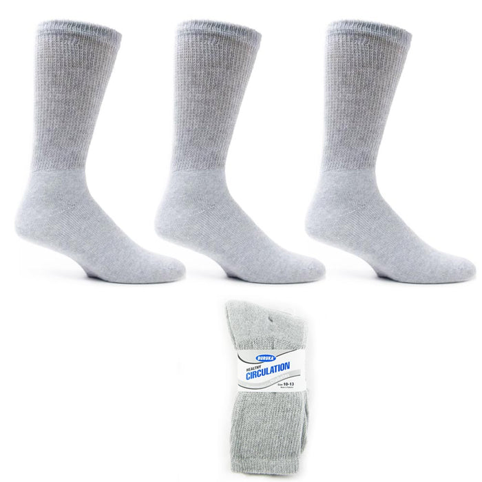 3 Pairs Diabetic Crew Circulation Socks Health Support Mens Loose Fit Sz 10-13 !