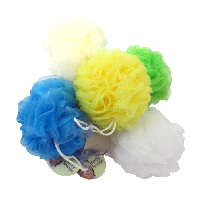 3 Shower Sponge Loofah Bath Scrub Pouf Mesh Brush Ball Exfoliating Body Scrubber