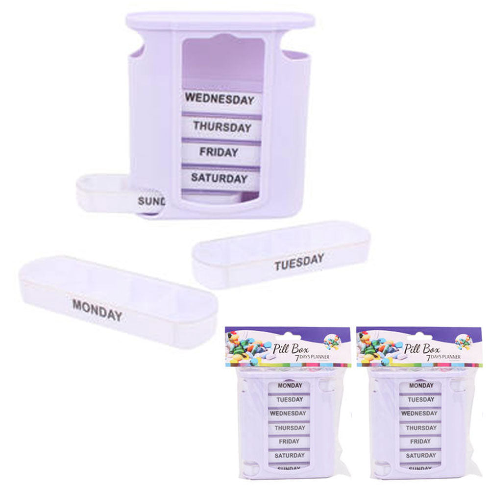 2 Weekly Pill Box Organizer 6 Compartment Holder Case Medicine Storage  Travel