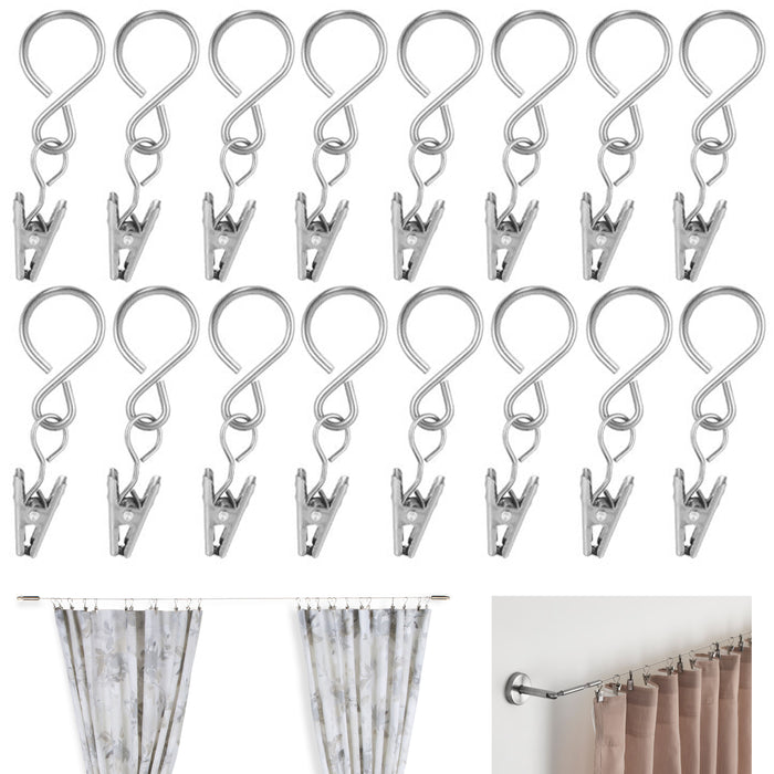8 x Black Metal Curtain Rod Rings Clips Drapery Ring Hanging Hooks Eyelets 1.57