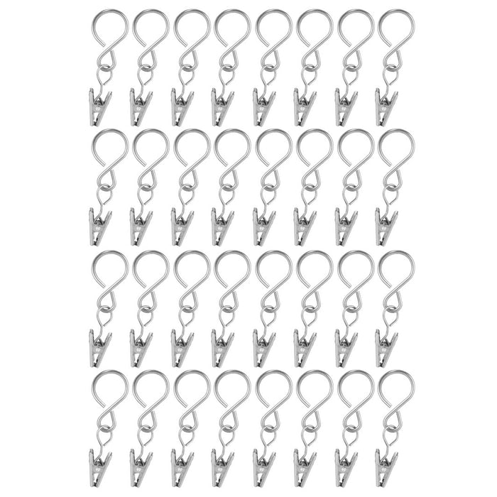 8 Heavy Duty Metal Curtain Rings Pole Rod Voile Curtain Hooks Clips 1.57 Black