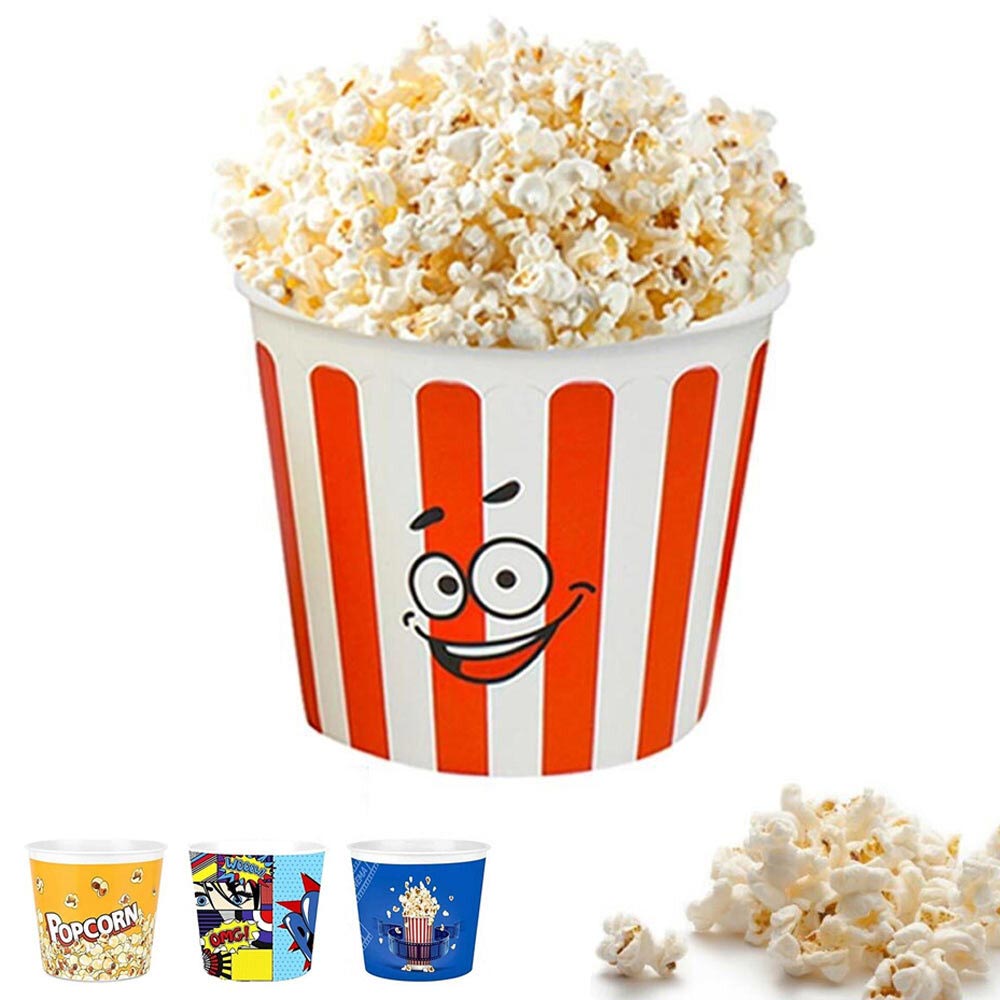 1 Retro Style Reusable Popcorn Bowl Plastic Container Movie Theater Bucket  8.5