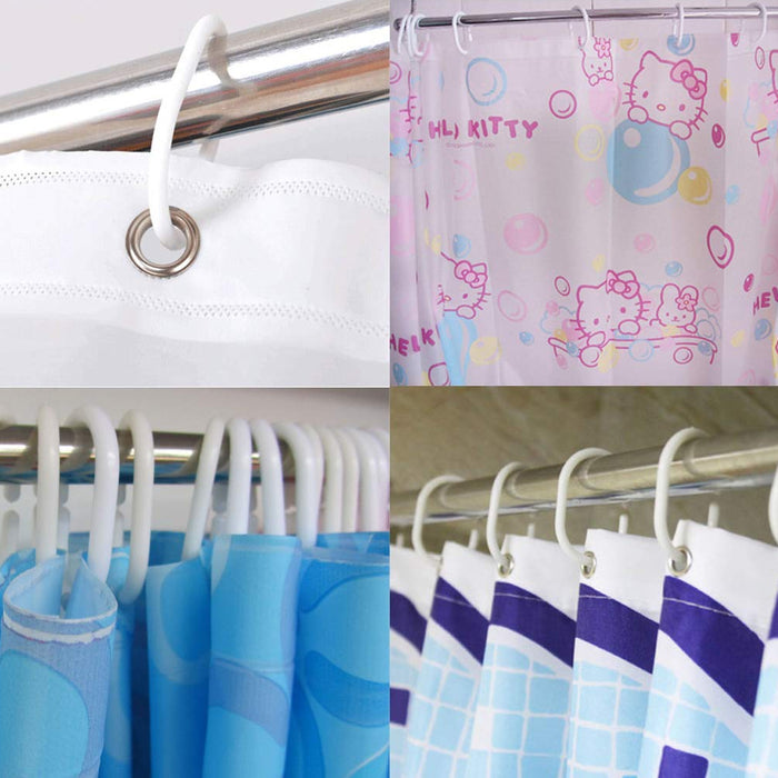24 Pcs Set Plastic Bathroom Shower Curtain Rings Hooks White