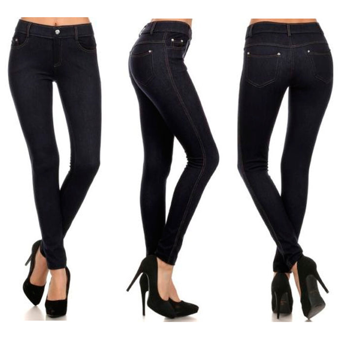 1 Women Skinny Sexy Jeggings Slimming Leggings Faux Denim Jeans