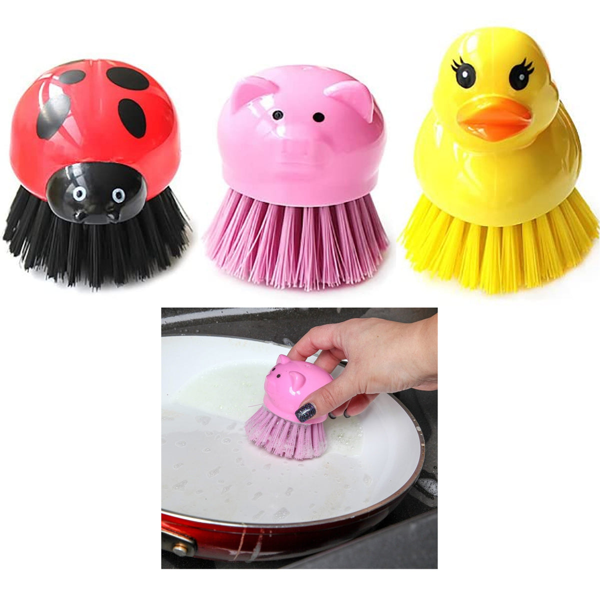 2 Pc Vegetable Cleaning Brush With Handle Fruit Veggie Scrubber
