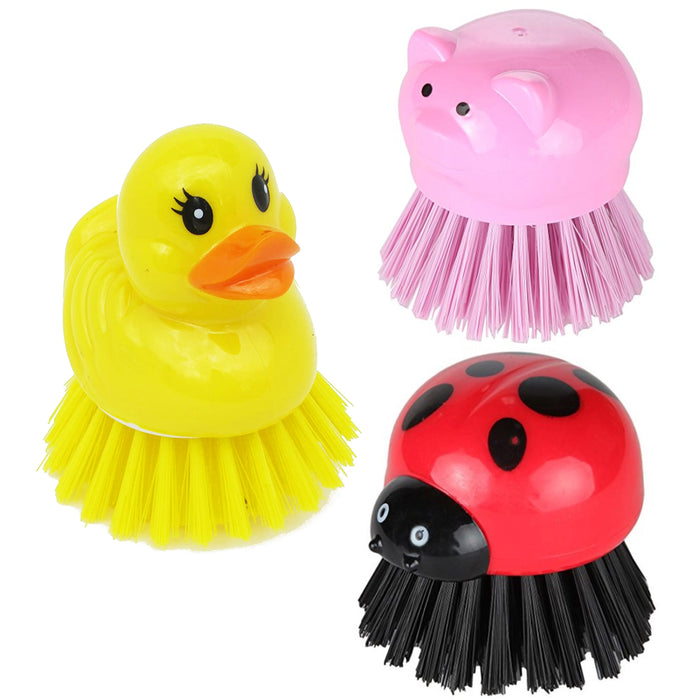 Deep Cleaning Brush Scrubber 3 Pack - 1 Vegetable Brush and 2 Scrub Brushes  - Red