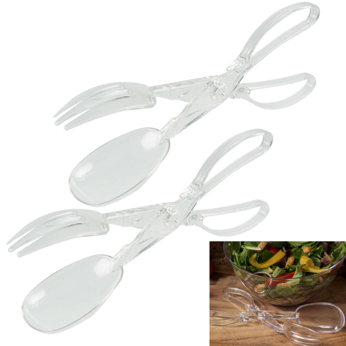 Clear Lucite Salad Spoon and Fork Set