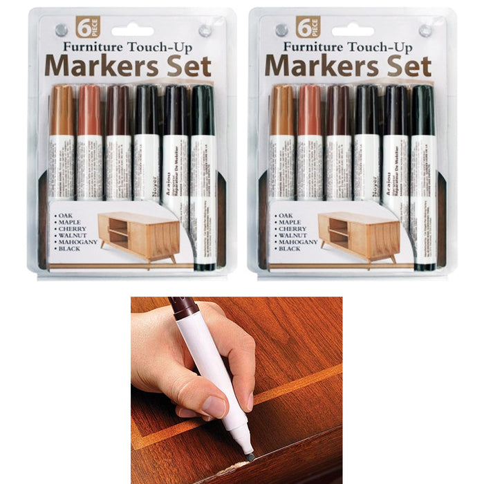 12 Pc Furniture Touch Up Markers Crayons Wood Repair Kit Filler Cherry  Mahogany