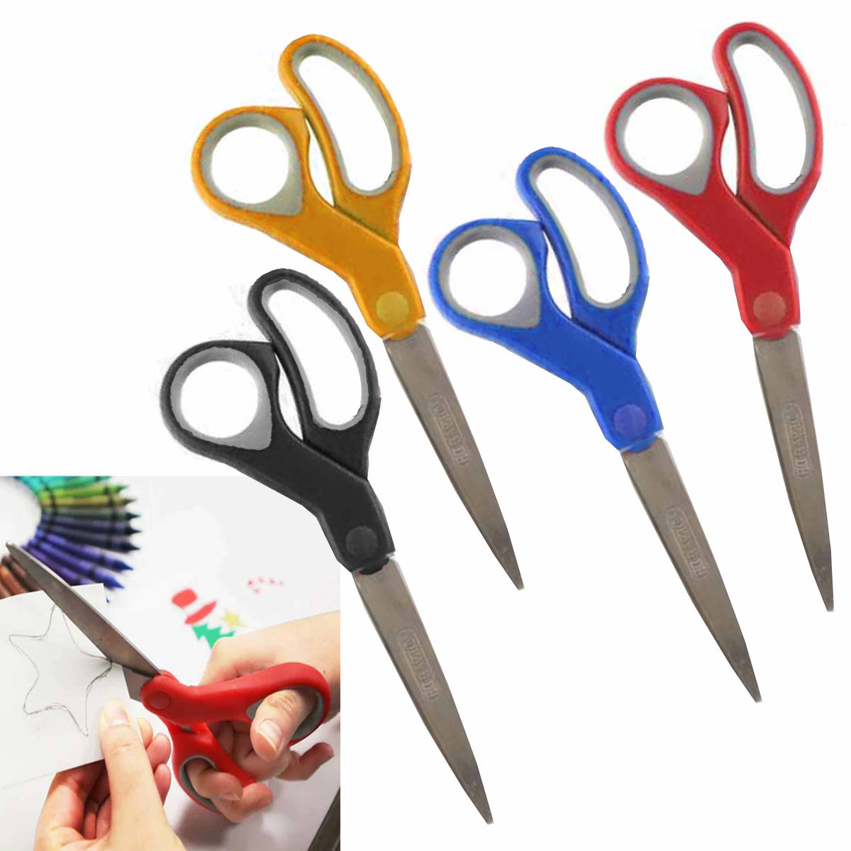 All Purpose 8 Scissors Heavy Duty Ergonomic Comfort Grip Shears Sharp  Scissors for Office Home Household (Blue)