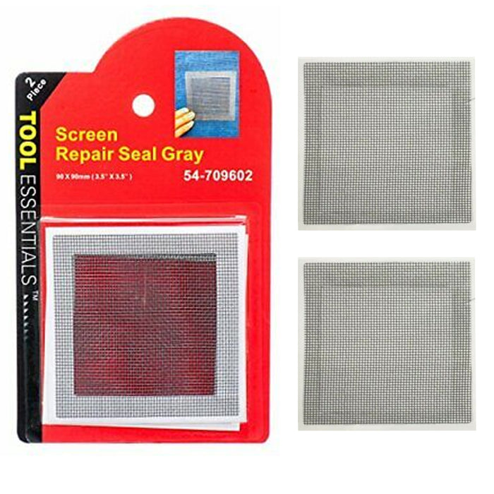 2 Pc Window Door Screen Repair Seal Tape Patch Self Adhesive 3.5" x 3.5" Grey