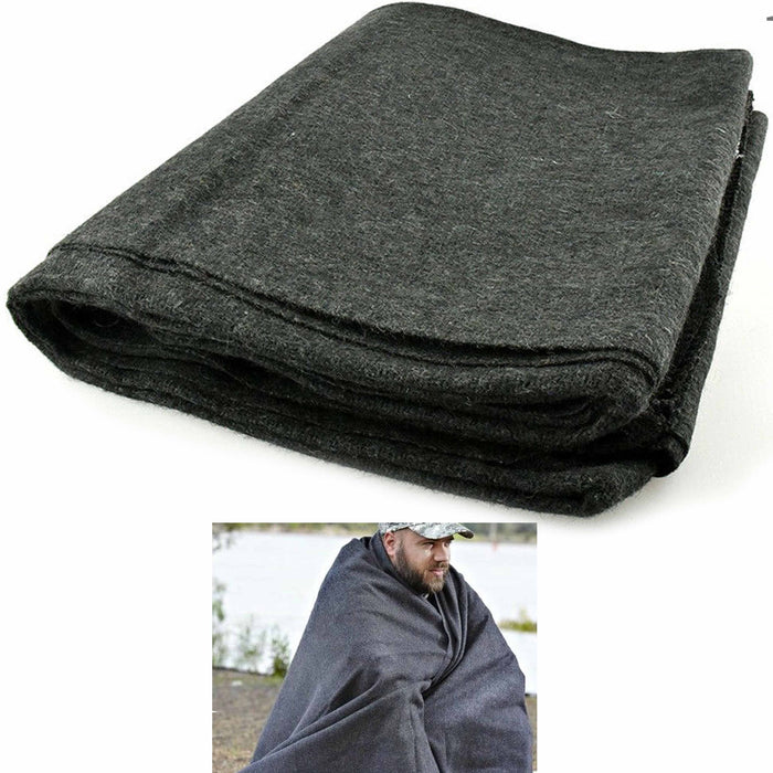 1 Large Wool Blanket Military Outdoor Camping Survival Warm Thick 3.75lb 66"X90"