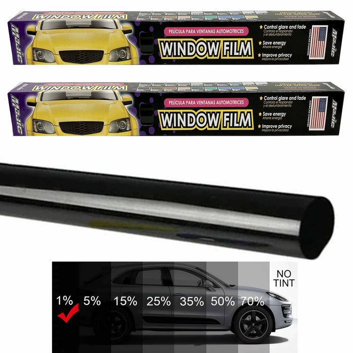 2 Rolls Uncut Window Tint Film 1% 20"x10ft Each Car Home Office Privacy Glass