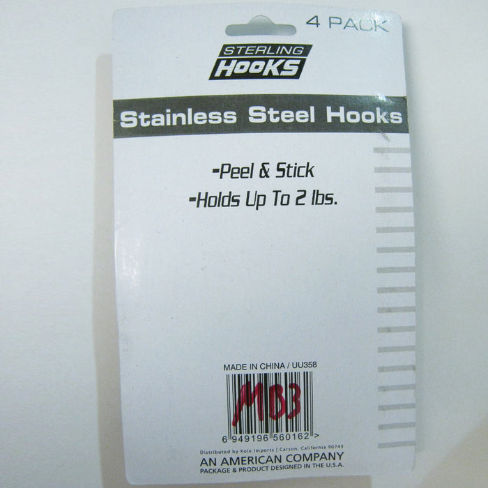 4 Stainless Steel Wall Hooks Peel Stick Adhesive Mount Towel Bathroom Office New