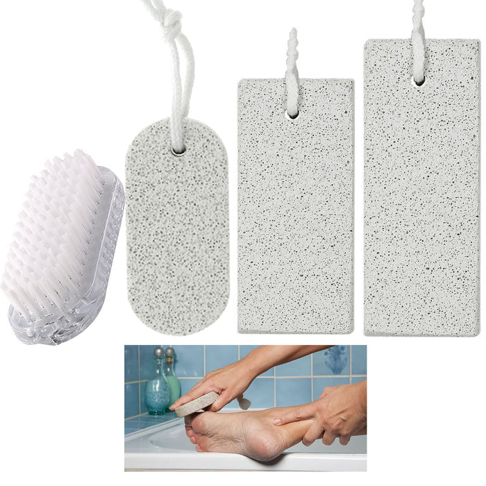 6 Pumice Stone 2 Brushes Pedicure Foot Scrubber Dead Hard Skin Callus Remover