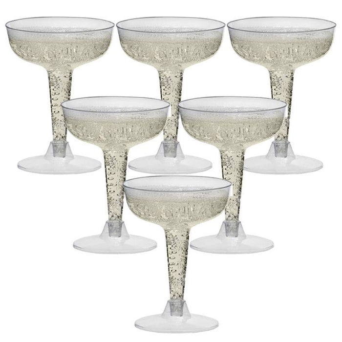 Restaurantware 4 oz White Plastic Wedding Champagne Flute - 1-Piece - 7  1/2 x 2 1/4 x 2 1/4 - 20 count box