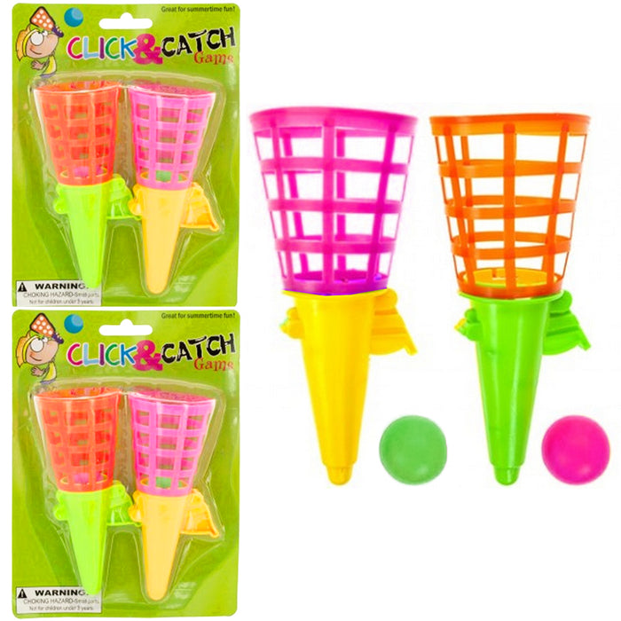 4 Click and Catch Ball Kid Games Party Favor Summer Fun Outdoor Indoor Game