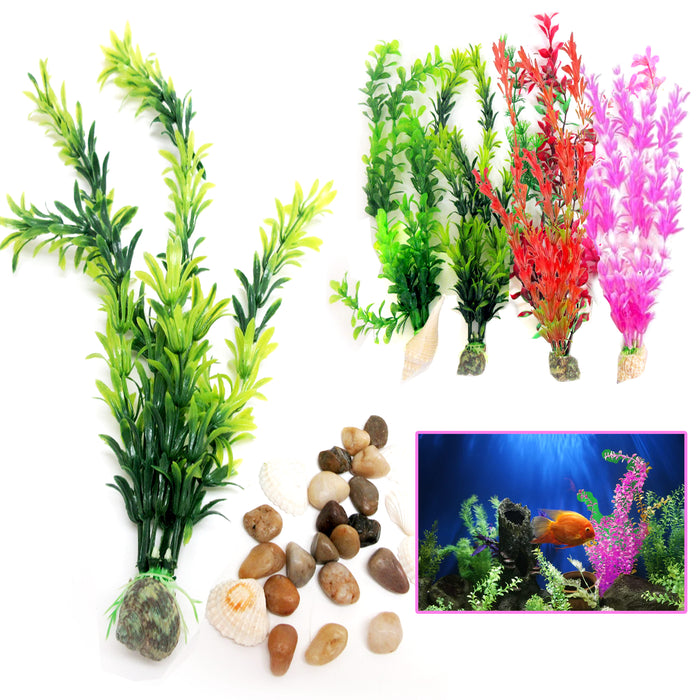 8 Pc Fish Tank Tall Grass Decorations Artificial Aquarium Plant