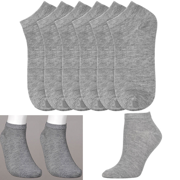 6 Pairs Ankle Quarter Socks Cotton Crew Low Cut Men Women Casual Sports Grey 6-8