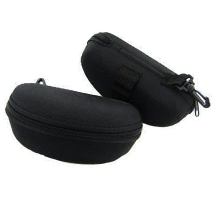 2 Black Zippered Glasses Case Capsule Protective Semi Hard Clam Shell Sunglasses