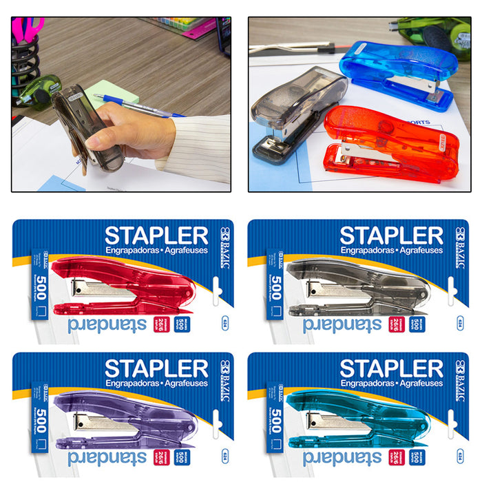 2 BAZIC Stapler 500ct Refill Staples Handheld Paper Office Desktop Standard