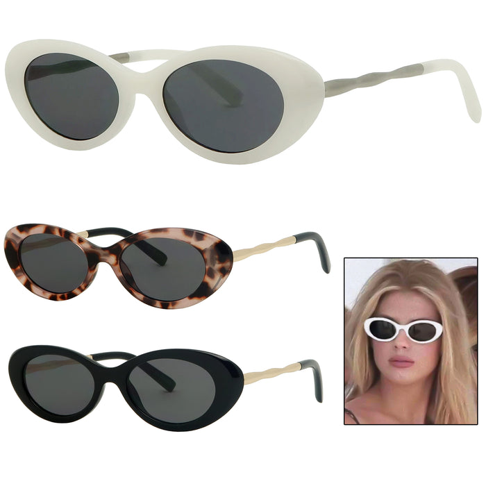 2 Oval Sunglasses Fashion Clout Goggles Glasses Vintage Classic Shades Sunglass