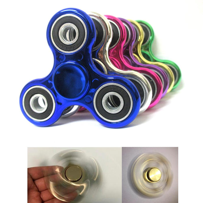 6 Metallic Gryo Tri-Spinner Fidget Toy Metal Ball EDC Finger Spinner Focus ADHD