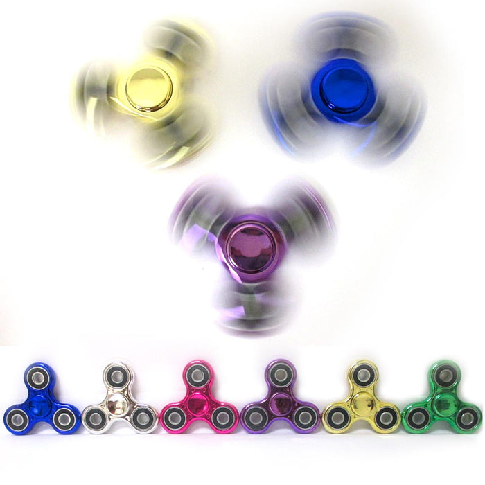 6 Metallic Gryo Tri-Spinner Fidget Toy Metal Ball EDC Finger Spinner Focus ADHD