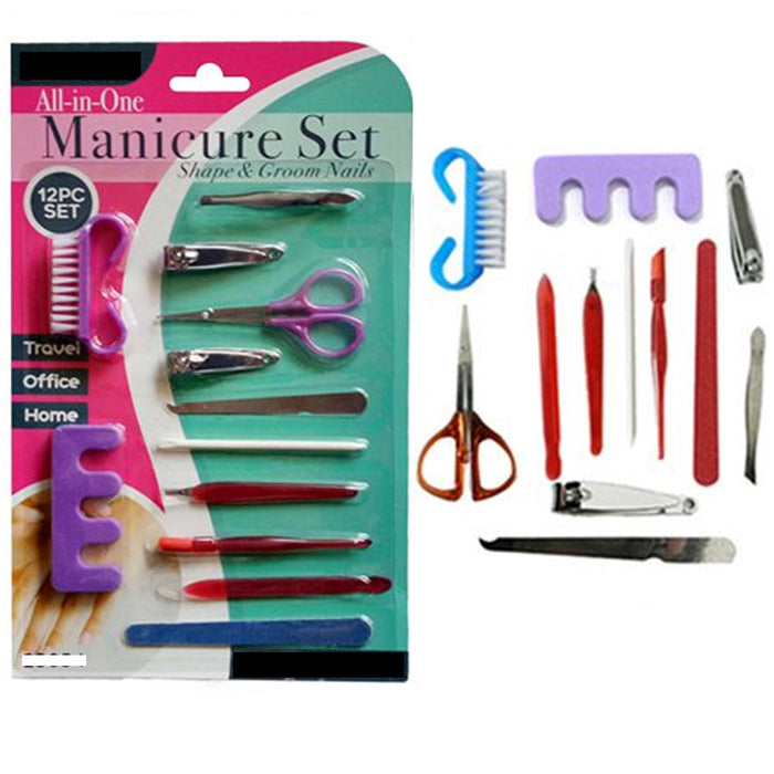 12PC Manicure Pedicure Set Nail Clipper Cuticle Cleaner Personal Grooming Tools