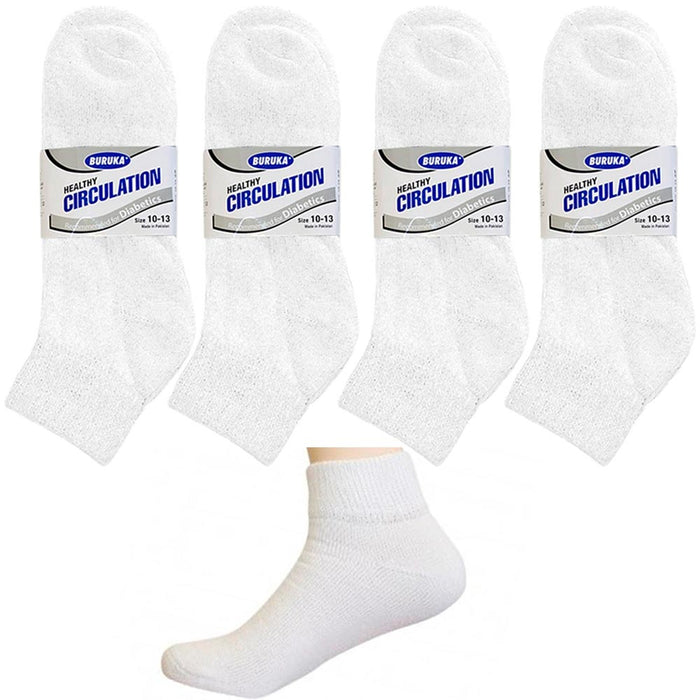 12 Diabetic Ankle Circulatory Socks Health Support Men Loose Fit White 10-13