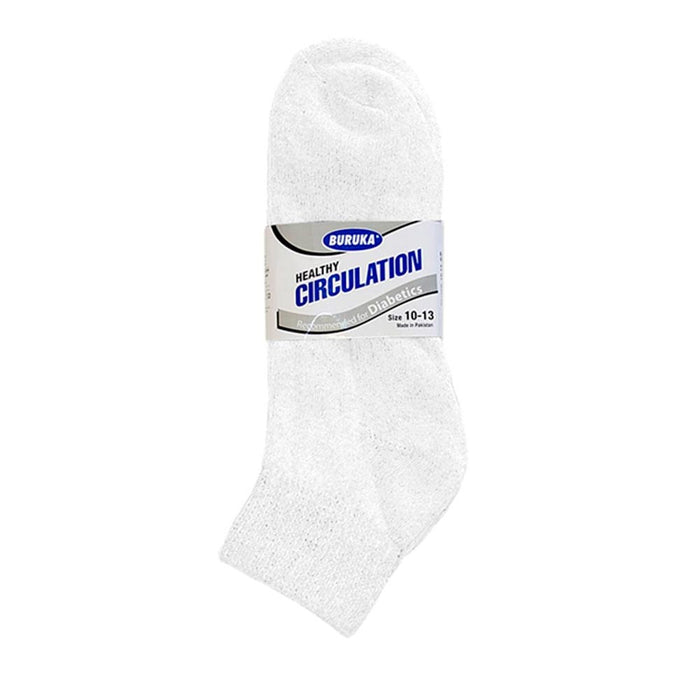 12 Diabetic Ankle Circulatory Socks Health Support Men Loose Fit White 10-13