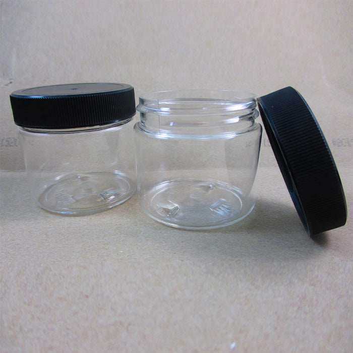 2 Pet Clear Plastic Jar 2 Oz Cream Container Pot Silver Lid Cap Cosmetic Travel