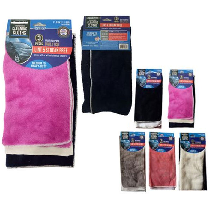 3 Pc Car Wash Microfiber Towel Cleaning Drying Cloth Absorbent Streak Free 11.8"