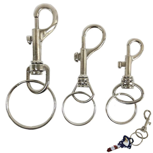 Jumbo Snap Clip Keychain Ring Silver 2pcs Swivel Round Eye Lobster