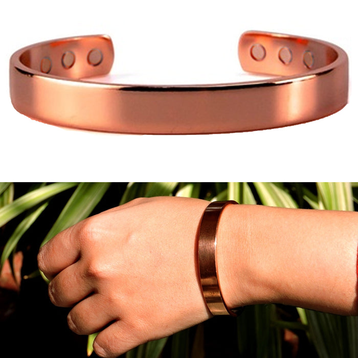 3 X Pure Copper Solid Magnetic Bracelet Cuff Therapy Healing Energy High Quality