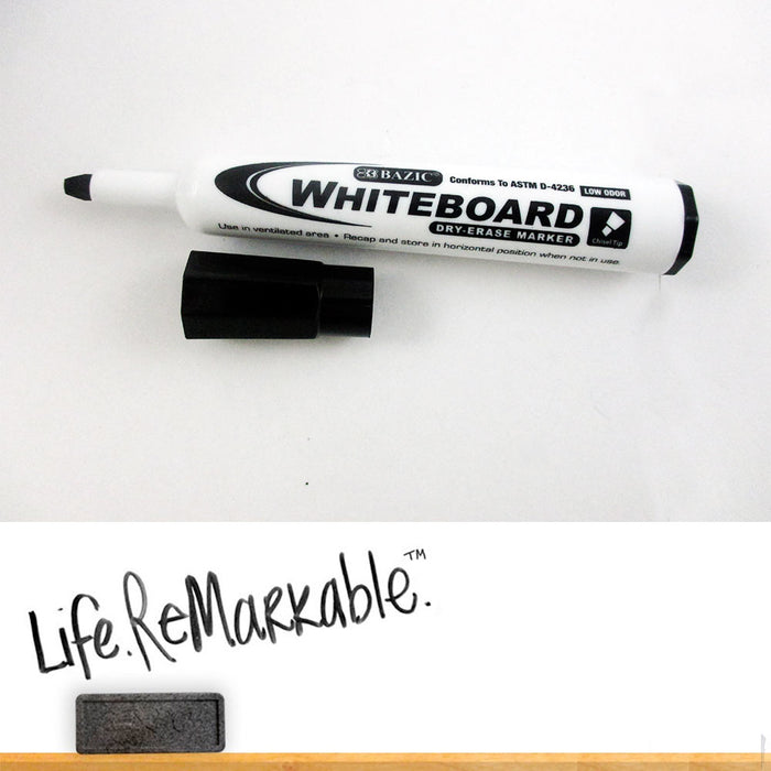Basics 12-Pack Low-Odor Chisel Tip Dry Erase White Board Markers -  Black