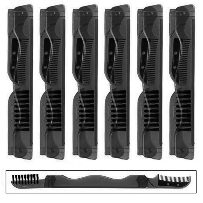 6 Folding Eyebrow Razor Hair Trimmer Shaper Pocket Shave Facial Razor Brush Comb